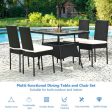 5 Pieces Outdoor Patio Rattan Dining Set with Glass Top with Cushions on Sale