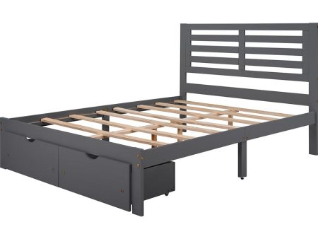 Gray Wood Full With Two Drawers Bed Frame Fashion