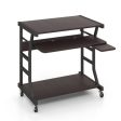 Mobile Computer Desk with Keyboard Tray Mouse Tray and Shelf-Dark Brown Discount