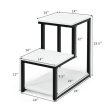 3-Tier Ladder-Shaped Chair Side Table with Storage Shelf-White Sale