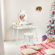 Kids Vanity Makeup Table & Chair Set Make Up Stool-White Sale