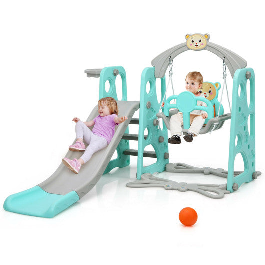 3 in 1 Toddler Climber and Swing Set Slide Playset-Green For Discount