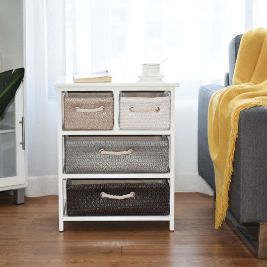 Storage Drawer Nightstand Woven Basket Cabinet Bedside Table Online