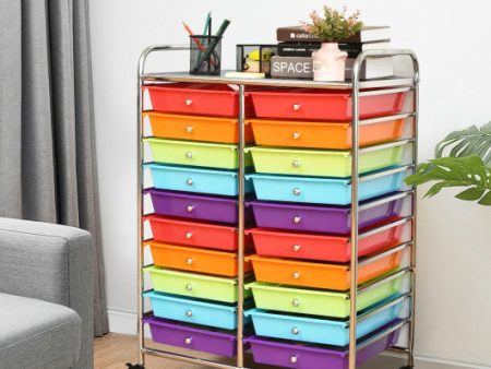 20 Drawers Storage Rolling Cart Studio Organizer-Multicolor For Sale