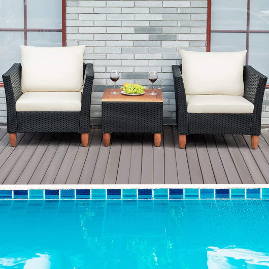 3 Pieces Outdoor Patio Rattan Furniture Set with Coffee Table Online now