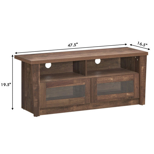 Wooden TV Stand with 2 Open Shelves and 2 Door Cabinets Fashion