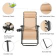 Oversize Lounge Chair with Cup Holder of Heavy Duty for outdoor-Beige Online now