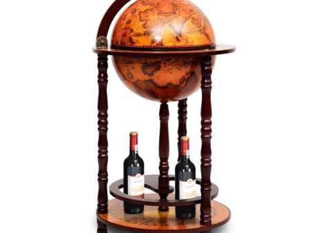 16th Century Wood Globe Wine Bar Stand Fashion