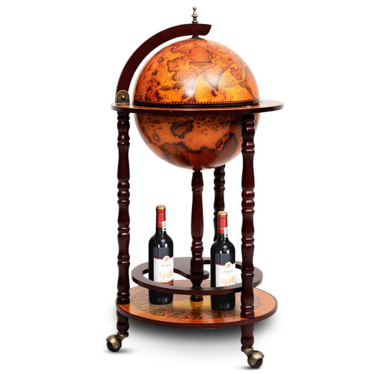 16th Century Wood Globe Wine Bar Stand Fashion