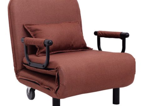 Convertible Folding Leisure Recliner Sofa Bed-Coffee For Cheap