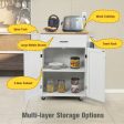 Utility Rolling Storage Cabinet Kitchen Island Cart with Spice Rack-White Hot on Sale