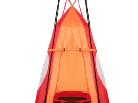 2-in-1 40 Inch Kids Hanging Chair Detachable Swing Tent Set-Orange For Sale