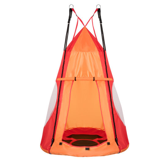 2-in-1 40 Inch Kids Hanging Chair Detachable Swing Tent Set-Orange For Sale