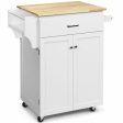 Utility Rolling Storage Cabinet Kitchen Island Cart with Spice Rack-White Hot on Sale