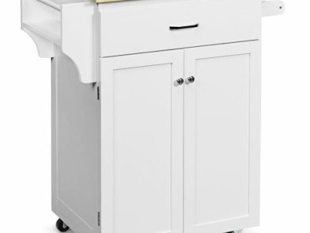 Utility Rolling Storage Cabinet Kitchen Island Cart with Spice Rack-White Hot on Sale