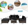 5 Pcs Outdoor Patio Rattan Furniture Set Sectional Conversation with Cushions-Black Hot on Sale