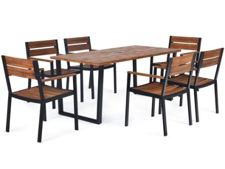 Patented 7 Pieces Patented Outdoor Patio Dining Table Set with Hole Sale