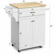 Utility Rolling Storage Cabinet Kitchen Island Cart with Spice Rack-White Hot on Sale