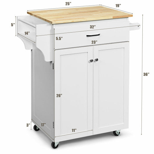 Utility Rolling Storage Cabinet Kitchen Island Cart with Spice Rack-White Hot on Sale