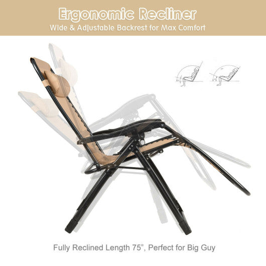 Oversize Lounge Chair with Cup Holder of Heavy Duty for outdoor-Beige Online now