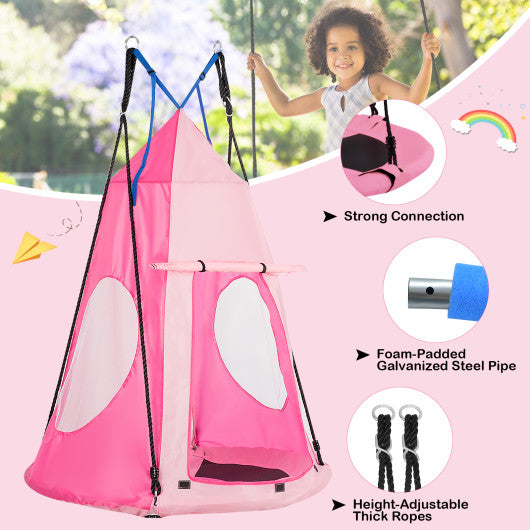 2-in-1 40 Inch Kids Hanging Chair Detachable Swing Tent Set-Pink For Cheap