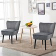 Set of 2 Upholstered Modern Leisure Club Chairs with Solid Wood Legs-Gray For Cheap