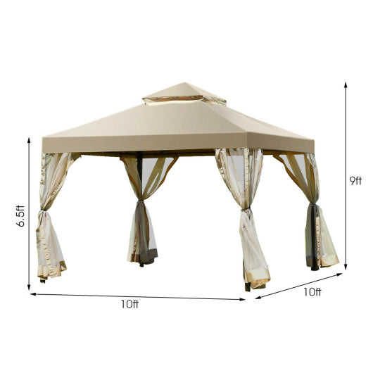 Outdoor 2-Tier 10 Feet x 10 Feet Screw-free Structure Shelter Gazebo Canopy Online Sale