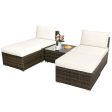 5 Pieces Patio Rattan Furniture Set with Cushioned Armless Sofa-White Discount