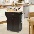 Utility Rolling Storage Cabinet Kitchen Island Cart with Spice Rack-Brown For Cheap