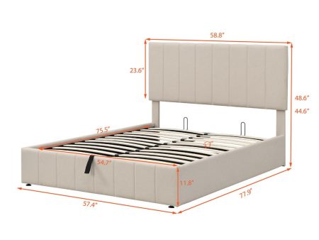 Beige Wood And Linen Blend Full Adjustable Bed Frame Online now