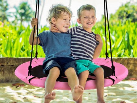 40 Inch Flying Saucer Tree Swing Indoor Outdoor Play Set-Pink Hot on Sale