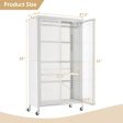 Rolling Storage Armoire Closet with Hanging Rod and Adjustable Shelf-White Fashion