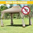 Outdoor 2-Tier 10 Feet x 10 Feet Screw-free Structure Shelter Gazebo Canopy Online Sale