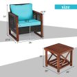 3 Pieces Acacia Wood Patio Furniture Set with Coffee Table-Turquoise Online Hot Sale