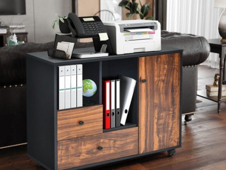 Mobile Filing Cabinet 2 Drawers with Open Shelves for Home and Office Hot on Sale