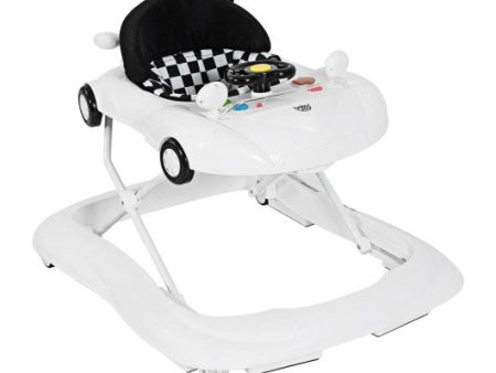 2-in-1 Foldable Baby Walker with Music Player and Lights-White Cheap