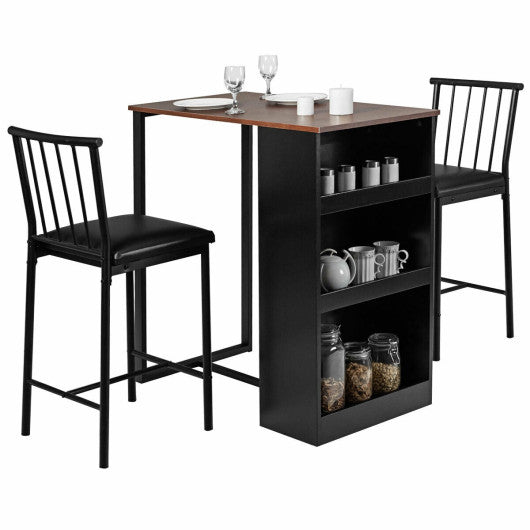 3 Piece Counter Height Pub Dining Set-Brown For Sale