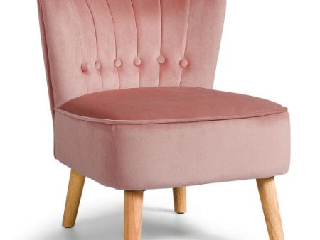 Armless Accent Chair Tufted Velvet Leisure Chair-Pink For Cheap