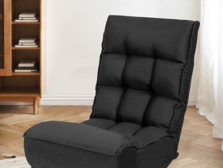 4-Position Adjustable Floor Chair Folding Lazy Sofa-Black For Cheap