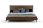 Modern Dark Walnut & Concrete Queen Bed Discount