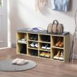 10-Cube Organizer Shoe Storage Bench with Cushion for Entryway-Beige Supply