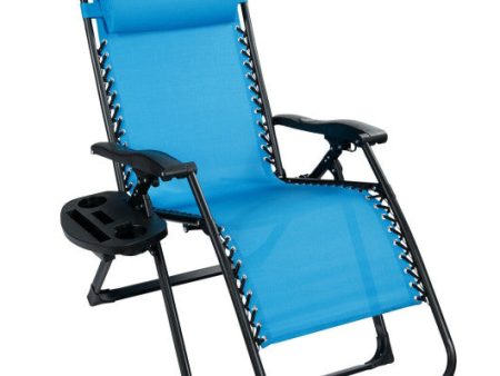 Oversize Lounge Chair with Cup Holder of Heavy Duty for outdoor-Blue on Sale