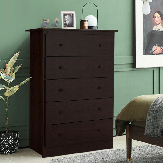 Functional Storage Organized Dresser with 5 Drawer-Dark Brown Online Sale