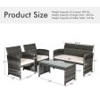 4 Pcs Patio Rattan Furniture Set Top Sofa With Glass Table-White Sale