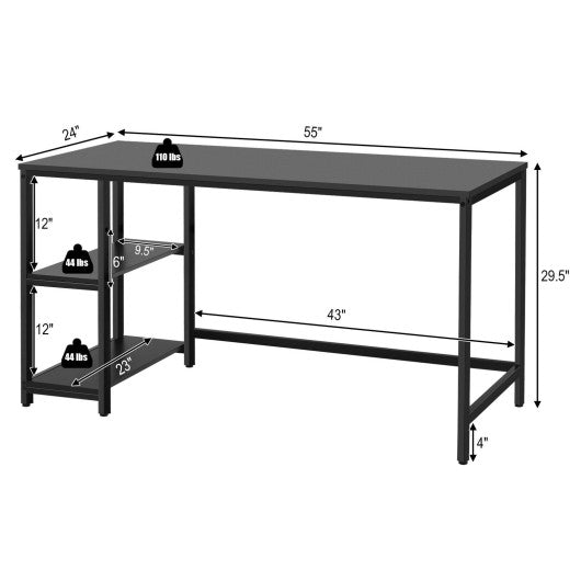 47  55  Computer Desk Office Study Table Workstation Home with Adjustable Shelf Black-L Cheap