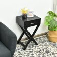 Design Sofa Side Table with X-Shape Drawer for Living Room Bedroom-Black Hot on Sale