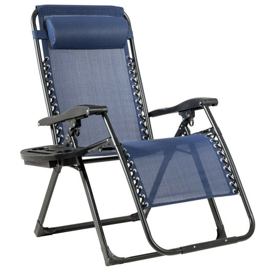 Oversize Lounge Chair with Cup Holder of Heavy Duty for outdoor-Navy on Sale