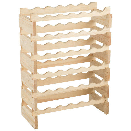 36 Bottles Stackable Wooden Wobble-Free Modular Wine Rack Supply