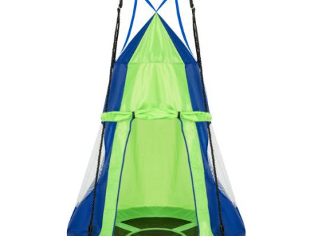 2-in-1 40 Inch Kids Hanging Chair Detachable Swing Tent Set-Green For Discount