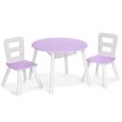 Wood Activity Kids Table and Chair Set with Center Mesh Storage for Snack Time and Homework-Purple Discount